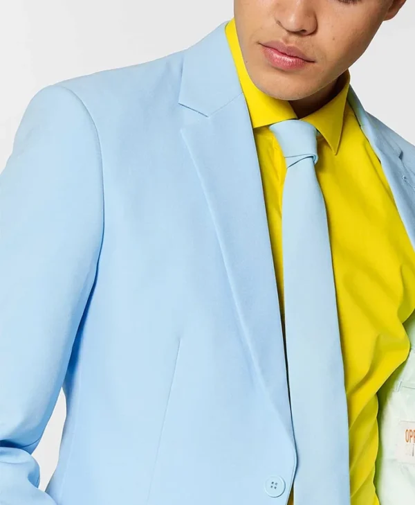 Mens Stylish Cool Blue 2 Piece Suit Collar