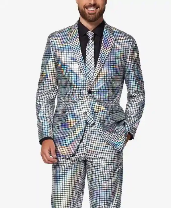 Mens Stylish Discoballer 2 Piece Party Suit Stand Up