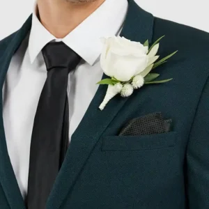Mens Stylish Green Blain Slim Suit Jacket Collar