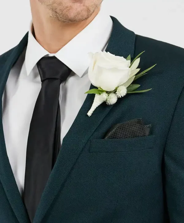 Mens Stylish Green Blain Slim Suit Jacket Collar