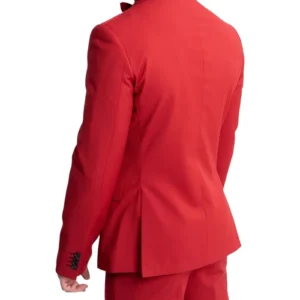 Mens Stylish Red Wedding Tuxedo Suit Back