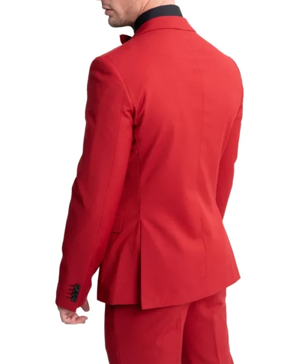 Mens Stylish Red Wedding Tuxedo Suit Back