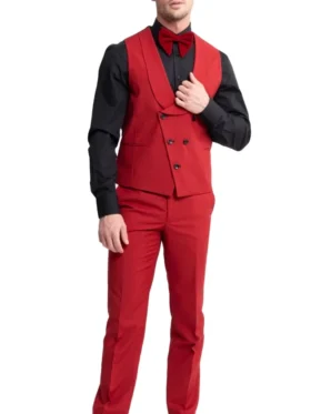Mens Stylish Red Wedding Tuxedo Suit Vest
