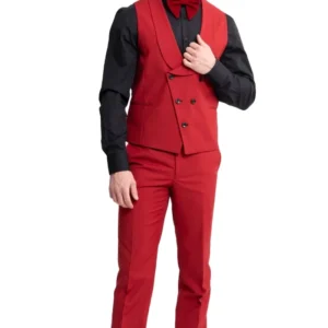 Mens Stylish Red Wedding Tuxedo Suit Vest