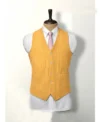 Mens Stylish Red Yellow Corduroy Suit Yellow Vest