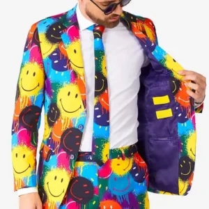 Mens Stylish Smiley® Drip Two Piece Suit Closure