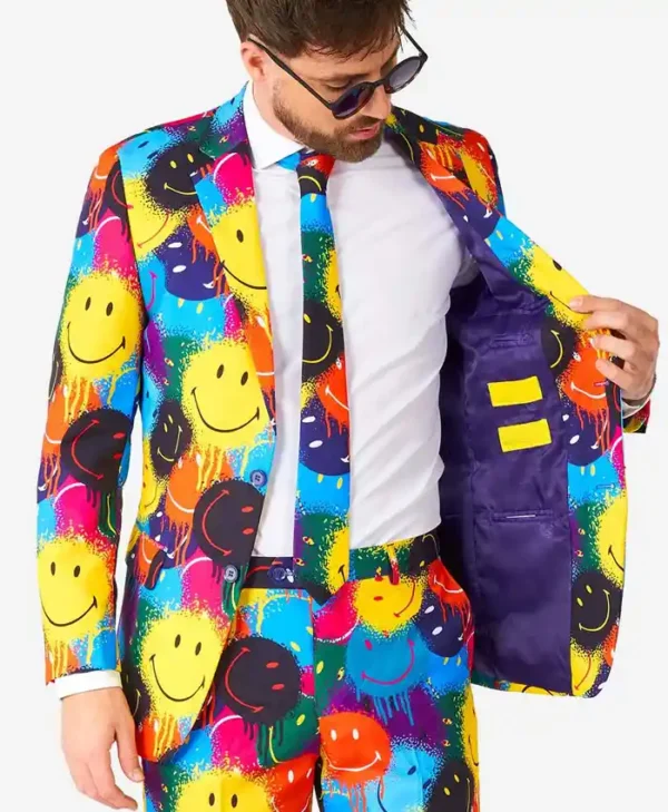 Mens Stylish Smiley® Drip Two Piece Suit Closure