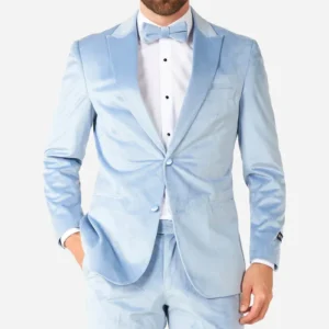 Mens Stylish Vintage Blue Velvet Suit