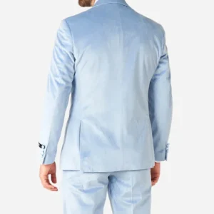 Mens Stylish Vintage Blue Velvet Suit Back