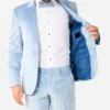 Mens Stylish Vintage Blue Velvet Suit Closure