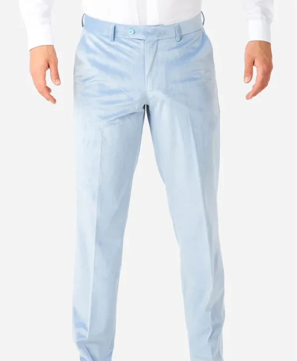 Mens Stylish Vintage Blue Velvet Suit Trouser