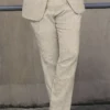 Mens Stylish Vintage Herringbone Light Beige Tweed Suit Trouser