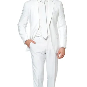 Mens Stylish White Knight Trim Fit Two Piece Suit