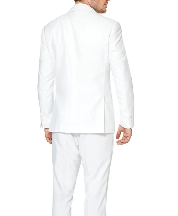 Mens Stylish White Knight Trim Fit Two Piece Suit Back