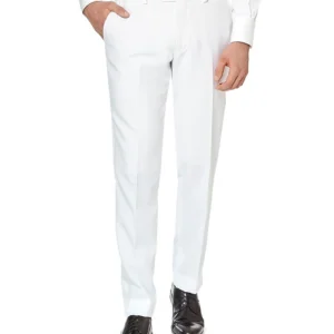 Mens Stylish White Knight Trim Fit Two Piece Suit Trouser