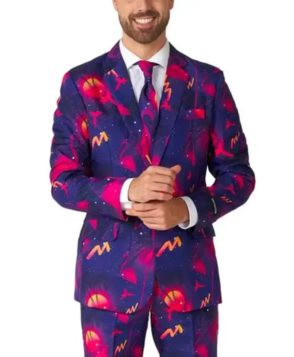 Mens Suitmeister Retro Neon Navy Suit