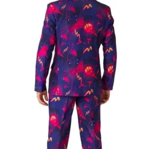 Mens Suitmeister Retro Neon Navy Suit Back