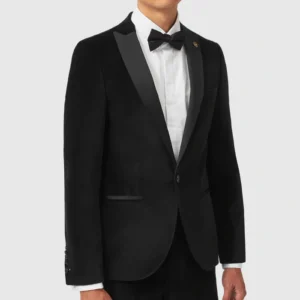 Mens Sylvester Skinny Fit Black Velvet Tuxedo Suit
