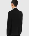 Mens Sylvester Skinny Fit Black Velvet Tuxedo Suit Back