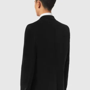 Mens Sylvester Skinny Fit Black Velvet Tuxedo Suit Back