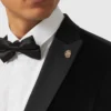 Mens Sylvester Skinny Fit Black Velvet Tuxedo Suit Collar