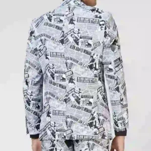 Mens Textile Telegraph Printed 2 Piece Suit Back