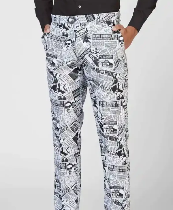 Mens Textile Telegraph Printed 2 Piece Suit Pant