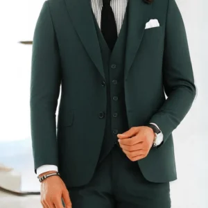 Mens Three Piece Forest Green Formal Suit