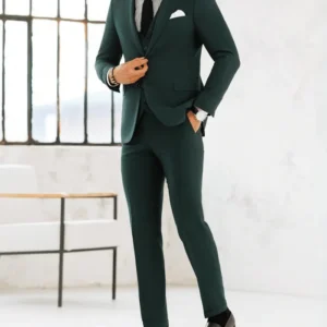 Mens Three Piece Forest Green Formal Suit Style