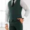 Mens Three Piece Forest Green Formal Suit Vest