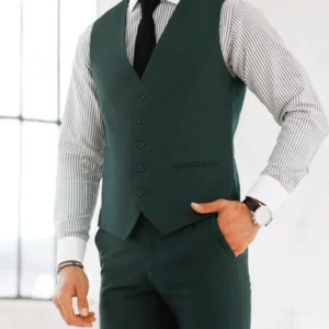 Mens Three Piece Forest Green Formal Suit Vest