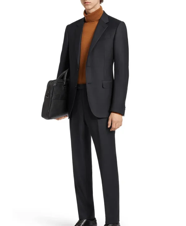 Mens Trendy Black Milano Wool Suit