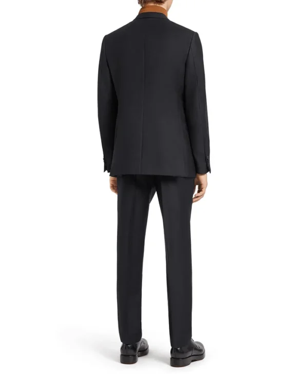 Mens Trendy Black Milano Wool Suit Back