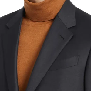 Mens Trendy Black Milano Wool Suit Collar