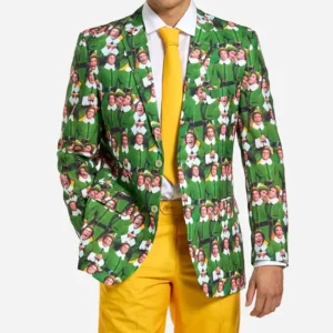 Mens Trendy Elf™ Printed Green And Yellow Suit