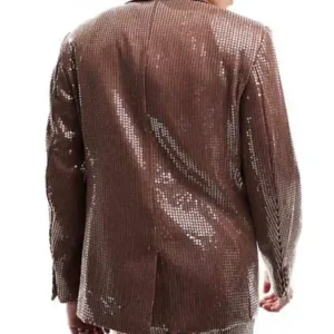 Mens Trendy Sequin Brown Stylish Suit Back