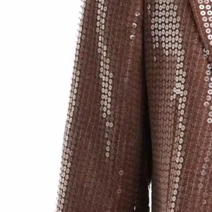 Mens Trendy Sequin Brown Stylish Suit Sleeves