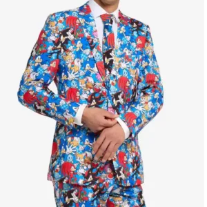 Mens Trendy Sonic the Hedgehog Printed Suit