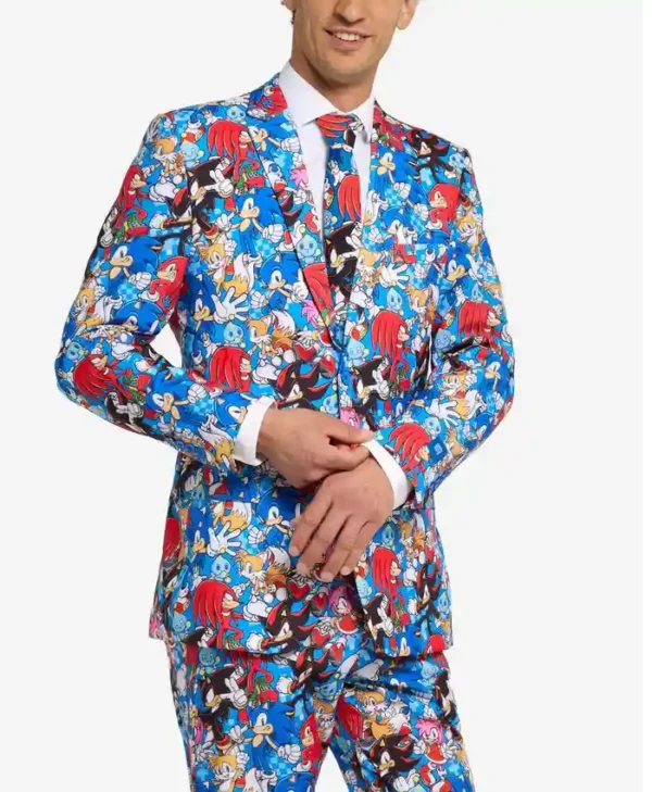 Mens Trendy Sonic the Hedgehog Printed Suit