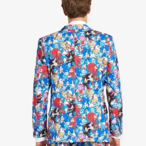 Mens Trendy Sonic the Hedgehog Printed Suit Back