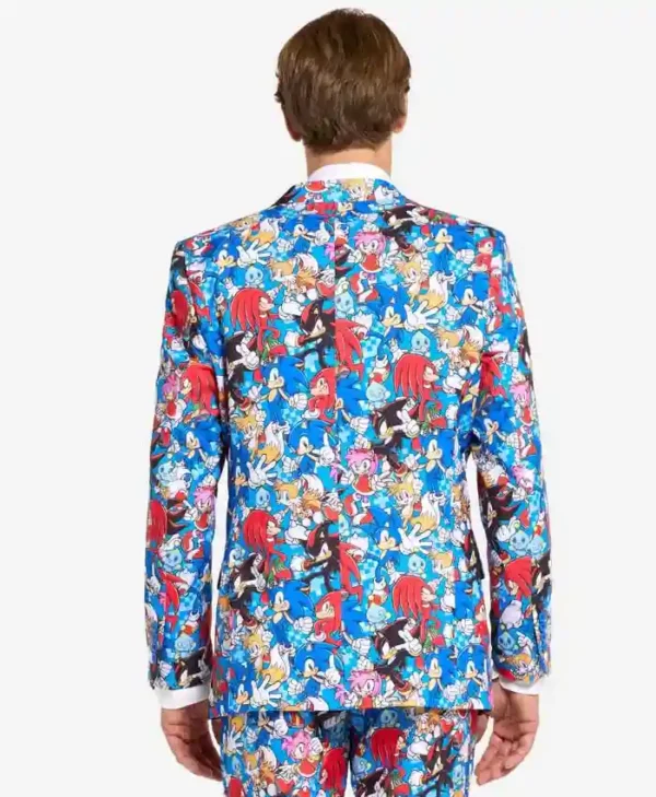 Mens Trendy Sonic the Hedgehog Printed Suit Back