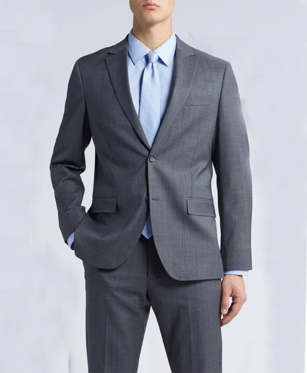 Mens Trim Fit Stretch Grey Stylish Suit