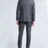 Mens Trim Fit Stretch Grey Stylish Suit Back