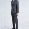 Mens Trim Fit Stretch Grey Stylish Suit Side