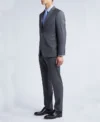 Mens Trim Fit Stretch Grey Stylish Suit Side