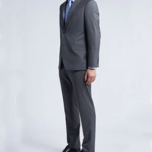 Mens Trim Fit Stretch Grey Stylish Suit Side