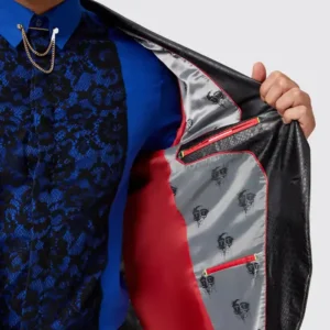 Mens Trinity Faux Leather Snakeskin Suit Closure