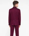 Mens Twisted Tailor Slim Fit Burgundy Jacquard Suit Back