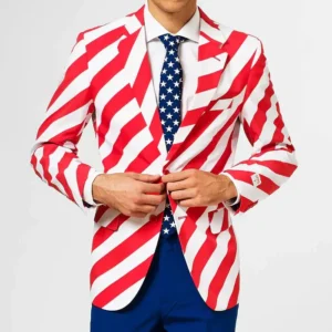 Mens USA Flag Striped 2 Piece Party Suit