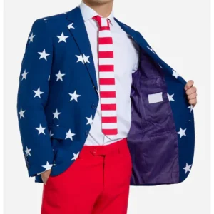 Mens Usa Stars and Stripes Formal Suit Open